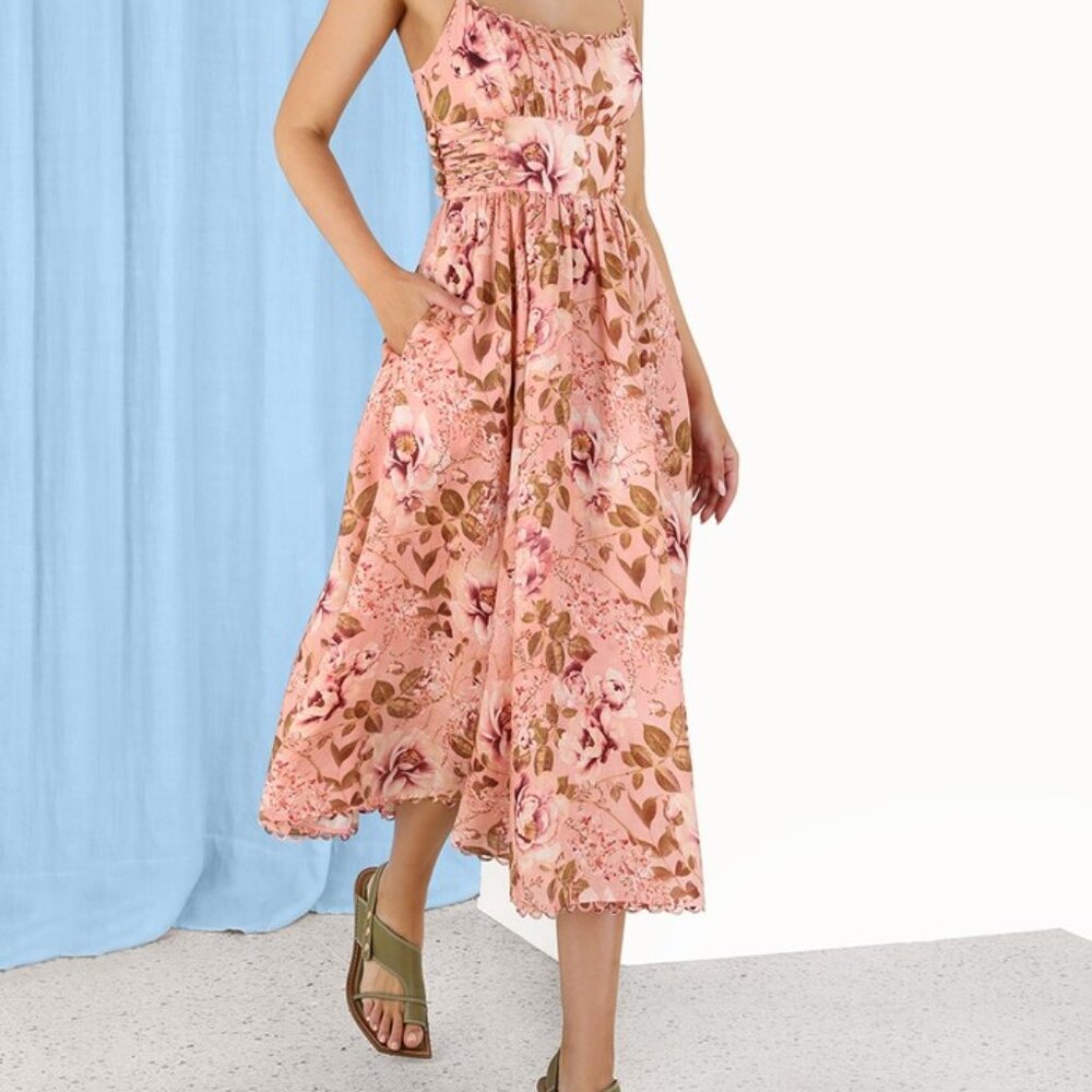 Zimmermann Rosa Linen Midi Dress - Size 0P (Exellent Condition / Worn Once) - Picture 3 of 6